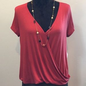 Cute Deep V-neck Cross Over Blouse
